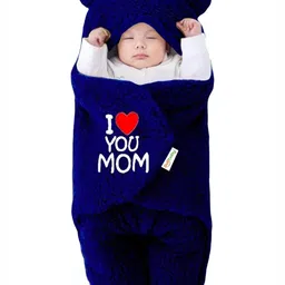 OyO Baby Infants Kids Dark Blue Embroidered Baby Heavy Winter Blanket-image-72