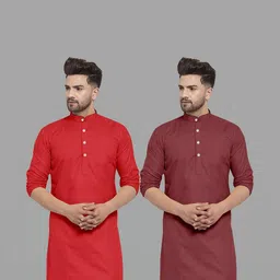 VS MALL Men Maroon Kurtas-picture-23