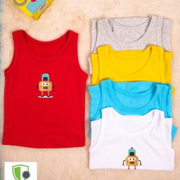 COCOON ORGANICS Sleeveless Pack Of 5 Robot Print Vests - Multi Color-image-94