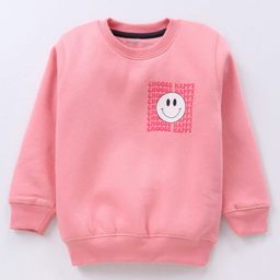 Doreme Cotton Knit Full Sleeves Text Printed Sweatshirt - Pink-image-30