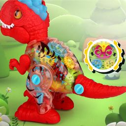 YAMAMA Walking Disassembly Dinosaur Music Lighting Transparent Gear Toy - Red-27
