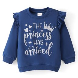 Babyhug 100% Cotton Knit Full Sleeves Sweatshirt With Text Graphics - Navy Blue-image-32