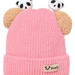 Kid-O-World Panda Face & Pom Pom Detailed Cap - Light Pink-picture-45