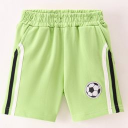 Taeko Single Jersey Above Knee Length Shorts with Football Patch - Green-picture-10