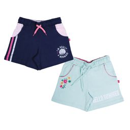 3PIN Pack Of 2 Floral & I Am Really A Mermaid Text Printed Shorts - Navy & Sky Blue-image-86