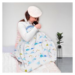 Moms Home Organic Cotton Muslin Nursing Cover For Breastfeeding Feeding Apron - Blue Whale-image-31
