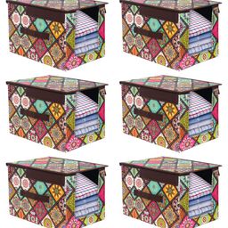 PrettyKrafts Premium Shirt Stacker Closet Organizer with Lid , Shirts and Clothing Organizer with Lids Pack of 6, Multi Checks-image-83