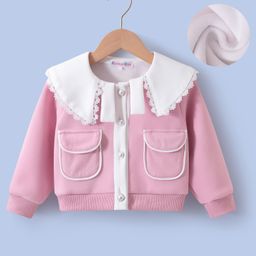 Kookie Kids Full Sleeves Sweatjacket With Lace Detailing - Pink-image-96