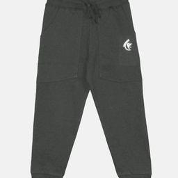 Kiddopanti Brand Name Printed & Pocket Detailed Track Pant - Dark Grey-image-13