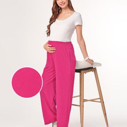 Bella Mama Full Length High Coverage Rib Knit Pant - Red-image-78