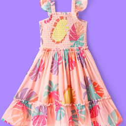 Ollington St. Woven Georgette Leaf Printed Sleeveless Frock - Peach-image-74
