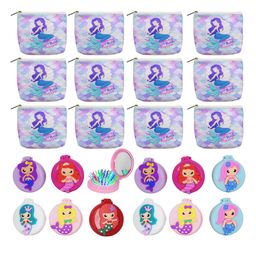 Asera Birthday Return Gift Mermaid theme Pouch with a Pocket Brush for Girls Combo Pack (Set of 12)-image-14