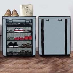 Urban Choice 5-Shelves Modular Metal Shoe Rack With Grey Cover - Perfect for Entryway & Closet Storage-image-107