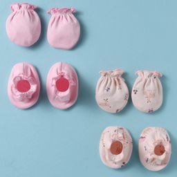 Bubble Pop Cotton Knit Mittens & Booties Set with Animal Print Pack of 2 - Pink & Peach-image-12