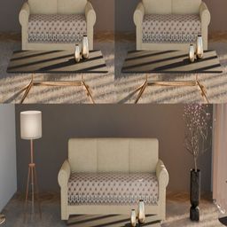 Fashion Throw Beige & Black Velvet 3 Piece Sofa Cover-image-58
