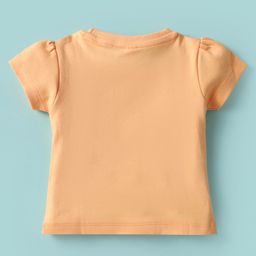 Tango Interlock Knit Half Sleeves Top with Text & Rainbow Print - Cream image 2
