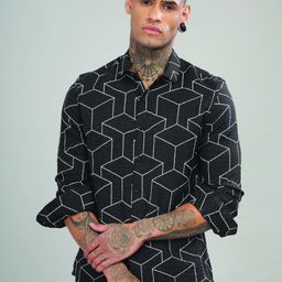 Blu MNKY Men Smart Slim Fit Printed Casual Shirt-image-48