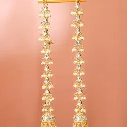 Rubans Gold-Plated Kundan Studded & Pearls Beaded Dome Shaped Jhumkas-20