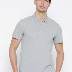 ADIDAS Men Grey Melange Essentials Base Solid Polo Collar T-shirt-image-95