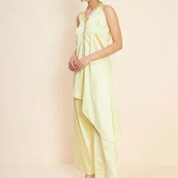 Antheaa Beads & Stones Asymmetrical Fusion Top With Palazzos image 4