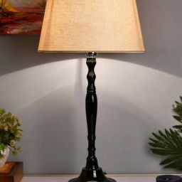 Homesake Black Imperial Aluminium Table Lamp With Khadi Drum Shade (Bulb Included) - Set of 1-image-24