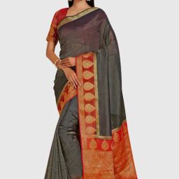 Mimosa Black Woven Sarees With Blouse-image-25