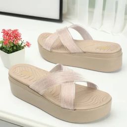 Elle Women's Rose Gold Cross Strap Sandals-image-9