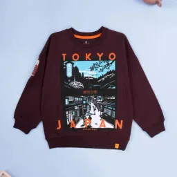 Kiddopanti Boys Wine Printed Regular Fit Sweatshirt-picture-22