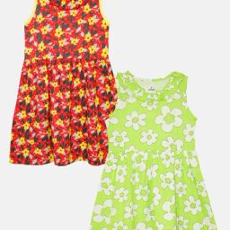 Kiddopanti Kids Multicolor Printed Dress (Pack Of 2)-image-50