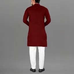 Attigo Maroon Cotton Blend Kurta Sets-image-57