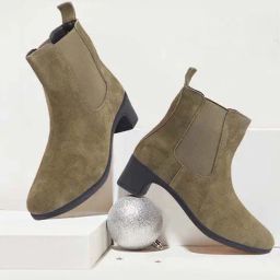 Fausto Women's Olive Chelsea Boots-image-90