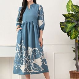 DECKEDUP Women Floral Print Empire Midi Dress-picture-0