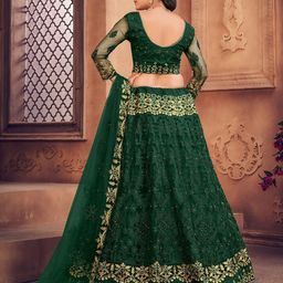 KALINI Embroidered Thread Work Semi-Stitched Lehenga & Unstitched Blouse With Dupatta image 3