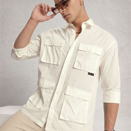 WROGN Oversized Drop-Shoulder Sleeves Pure Cotton Casual Shirt-image-44