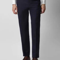 Van Heusen Navy Slim Fit Checks Trousers-picture-48