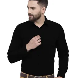 English Navy Black Slim Fit Solid Shirt-image-76