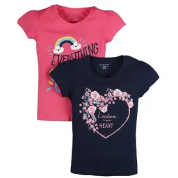 Plum Tree Kids Pink & Navy Embellished Tops-image-92