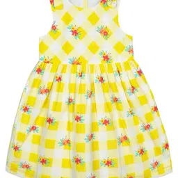 Budding Bees Kids Yellow Printed Dress-image-83