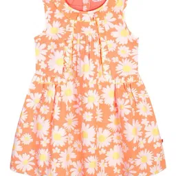 Budding Bees Kids Orange Printed Dress-image-76