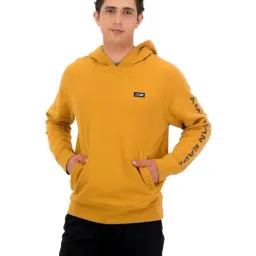 American Eagle Outfitters Yellow Regular Fit Logo Printed Hooded Sweatshirt-picture-1