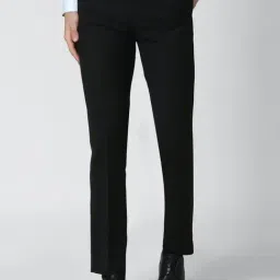 Peter England BlackSlim Fit Flat Front Trousers-144