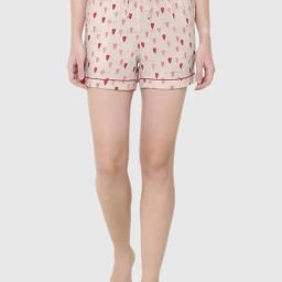 Soie Peach Heart Print Night Shorts-image-13