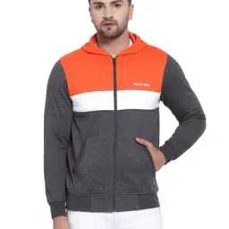 Kalt Dark Grey & Orange Full Sleeves Hooded Sweatshirt-picture-20