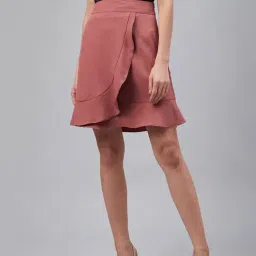 Marie Claire Pink Wrap Mini Skirt-image-93