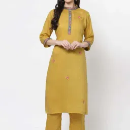 DART STUDIO Yellow Embroidered Straight Kurta-42