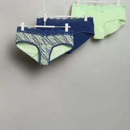 Vero Moda Intimates Green & Navy Cotton Lace Hipster Panty - Pack Of 3-image-76
