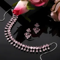Zeneme Rhodium Plated AD Studded Jewellery Set-image-63