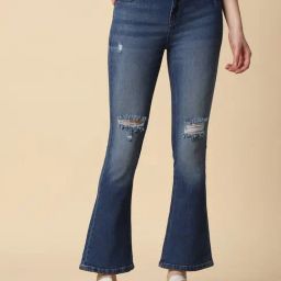 Allen Solly Blue Cotton Distressed Mid rise Jeans-image-43