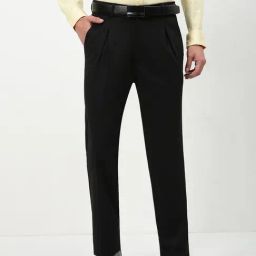 Showoff Black Cotton Regular Fit Trousers-image-60