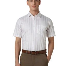 Van Heusen White Cotton Regular Fit Stripes Shirt-image-28